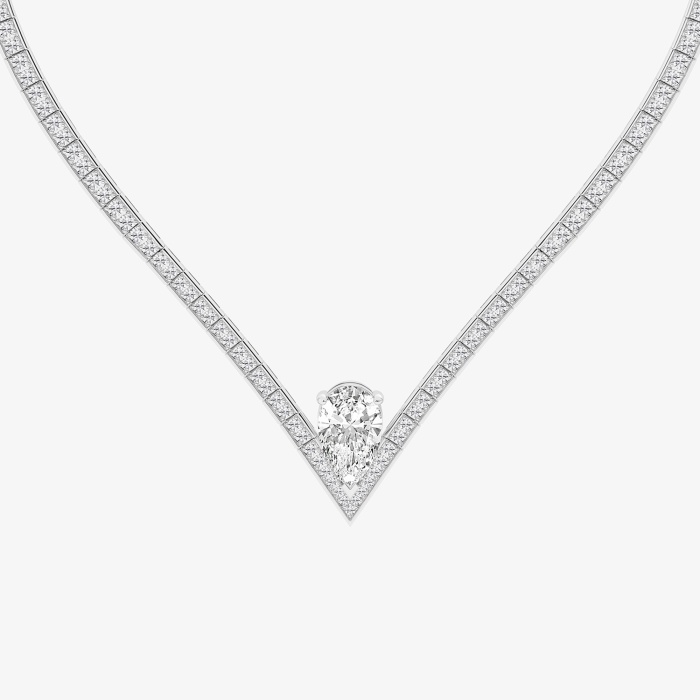 9 ctw Pear Lab Grown Diamond Chevron Fashion Necklace